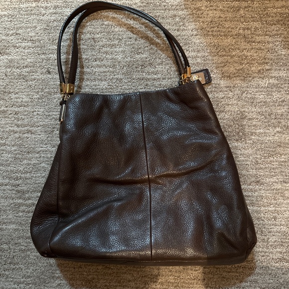 Brown Leather Coach Purse Madison Phoebe Hobo Bag - Picture 1 of 8